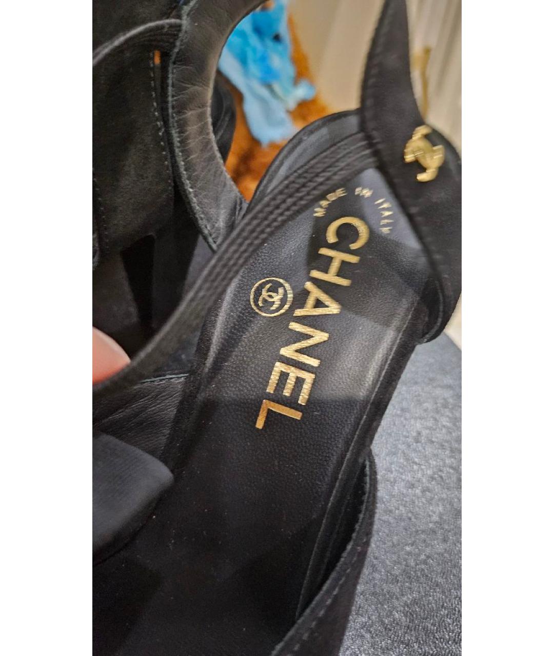 CHANEL Черные замшевые туфли, фото 6