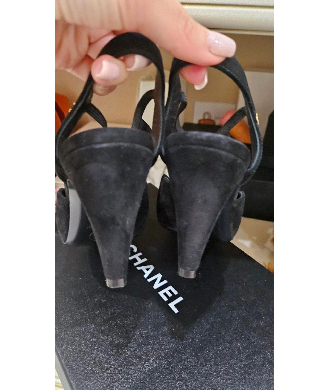CHANEL Черные замшевые туфли, фото 4