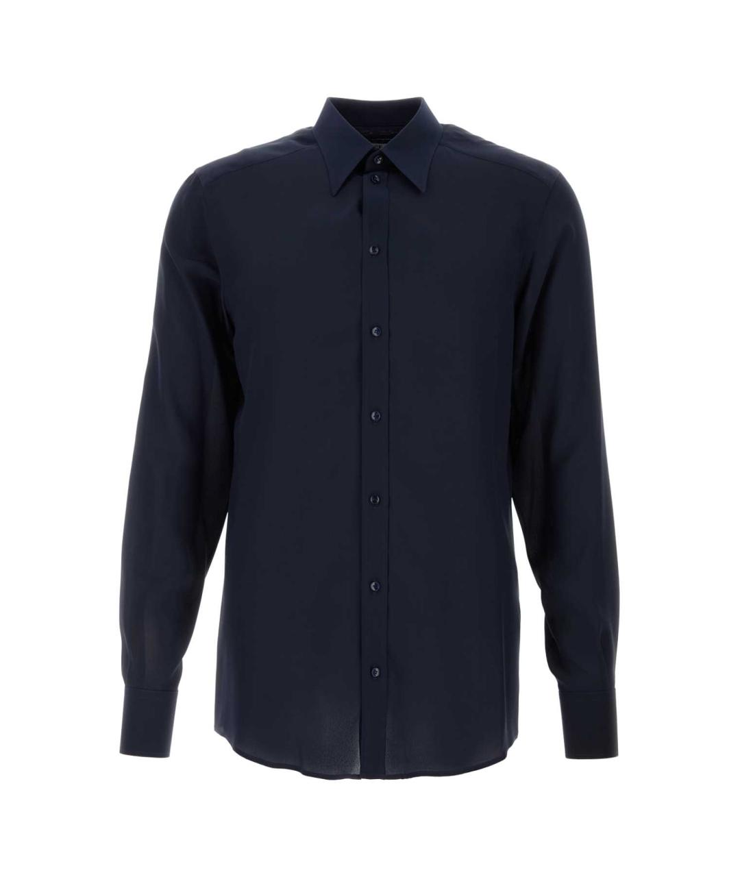 DOLCE&GABBANA Темно-синяя шелковая кэжуал рубашка, фото 1