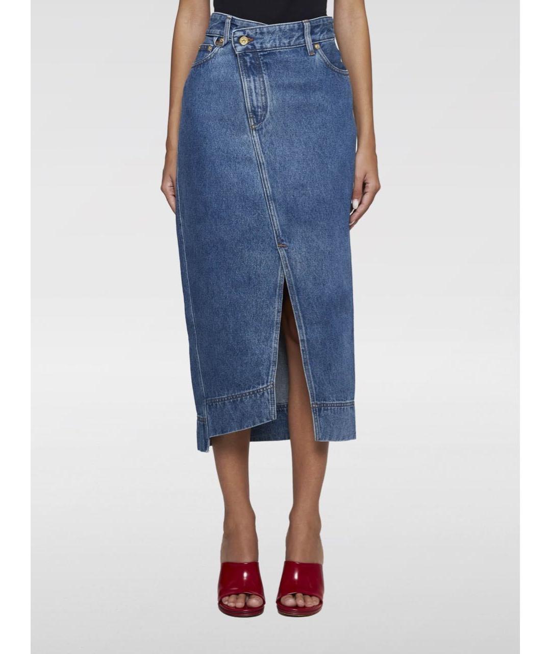 JACQUEMUS Синяя деним юбка миди, фото 2