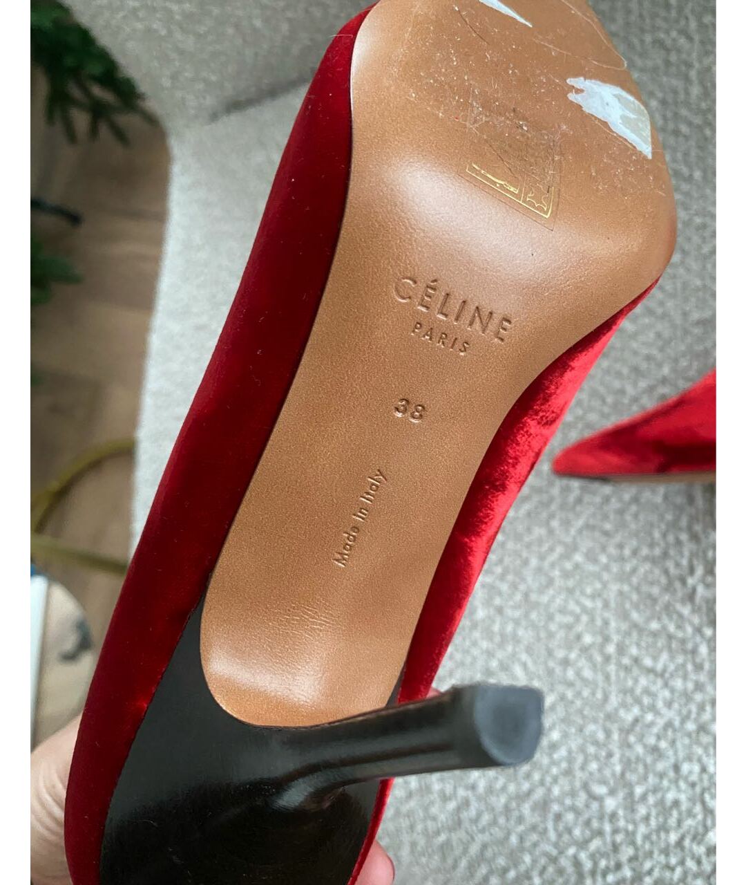 CELINE PRE-OWNED Красные замшевые туфли, фото 5