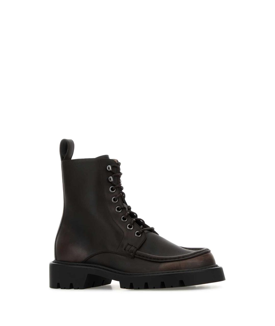 LOEWE Коричневые кожаные высокие ботинки, фото 2