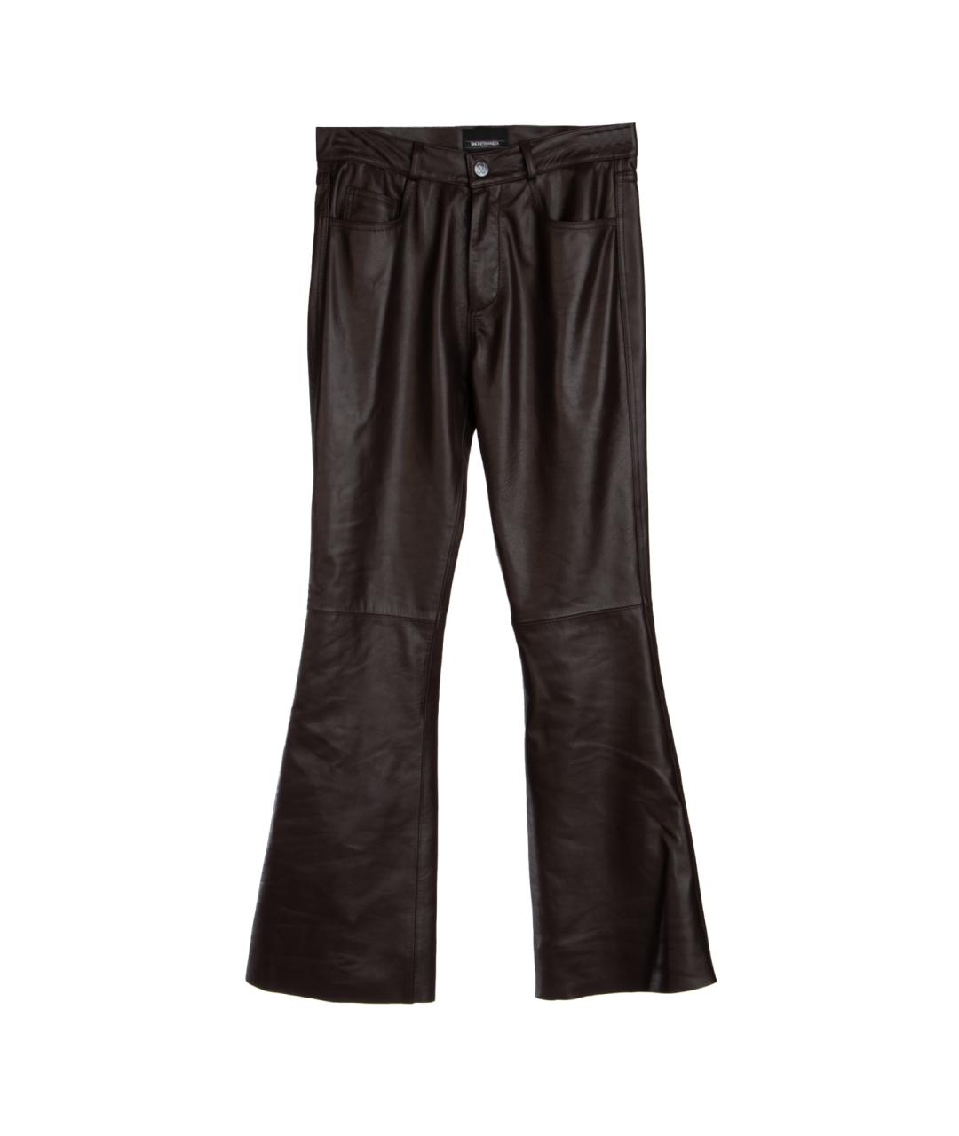 SIMONETTA RAVIZZA Коричневые кожаные брюки широкие, фото 1