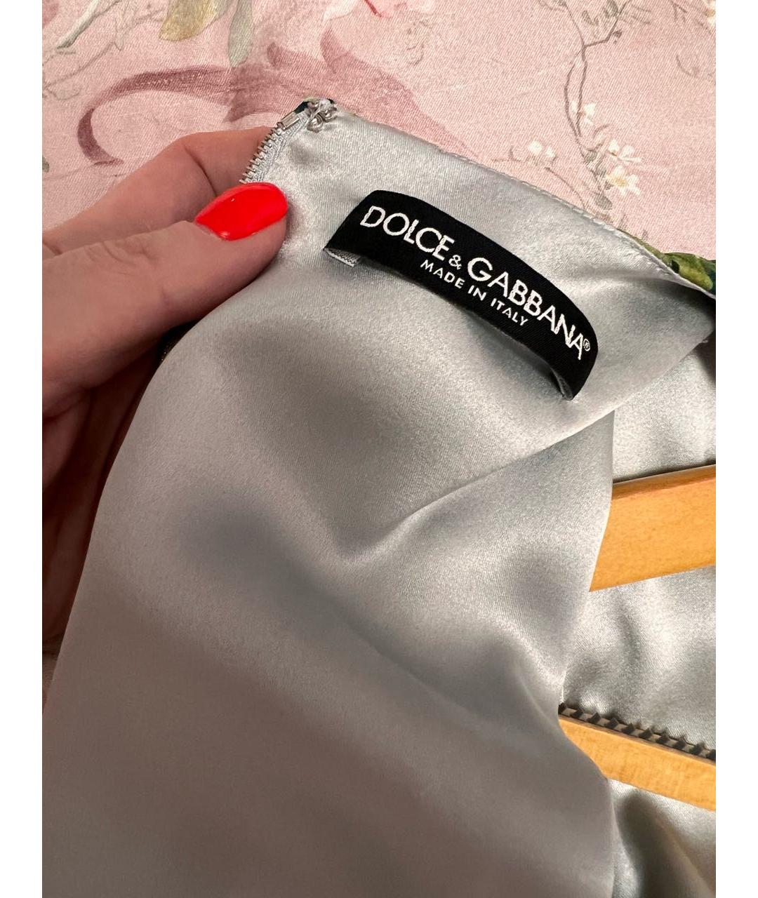 DOLCE&GABBANA Зеленые шелковое повседневное платье, фото 4