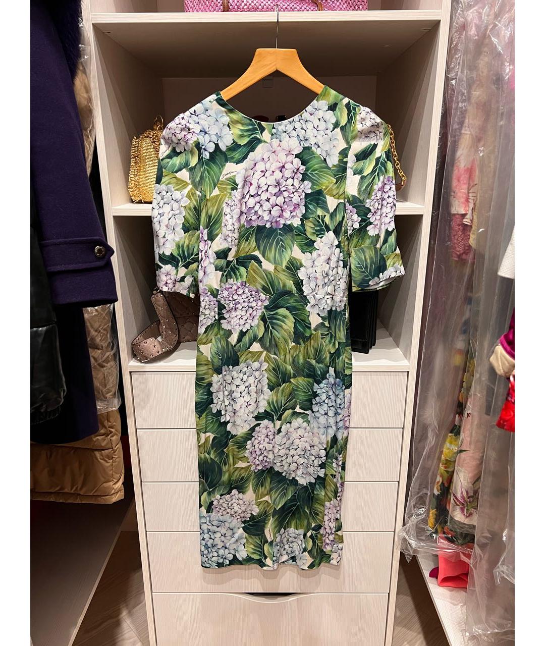 DOLCE&GABBANA Зеленые шелковое повседневное платье, фото 2