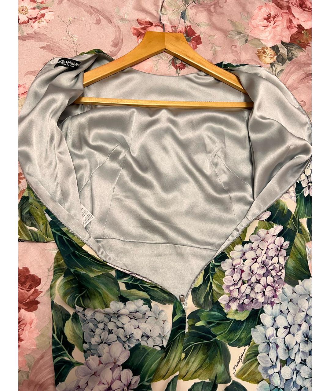 DOLCE&GABBANA Зеленые шелковое повседневное платье, фото 5