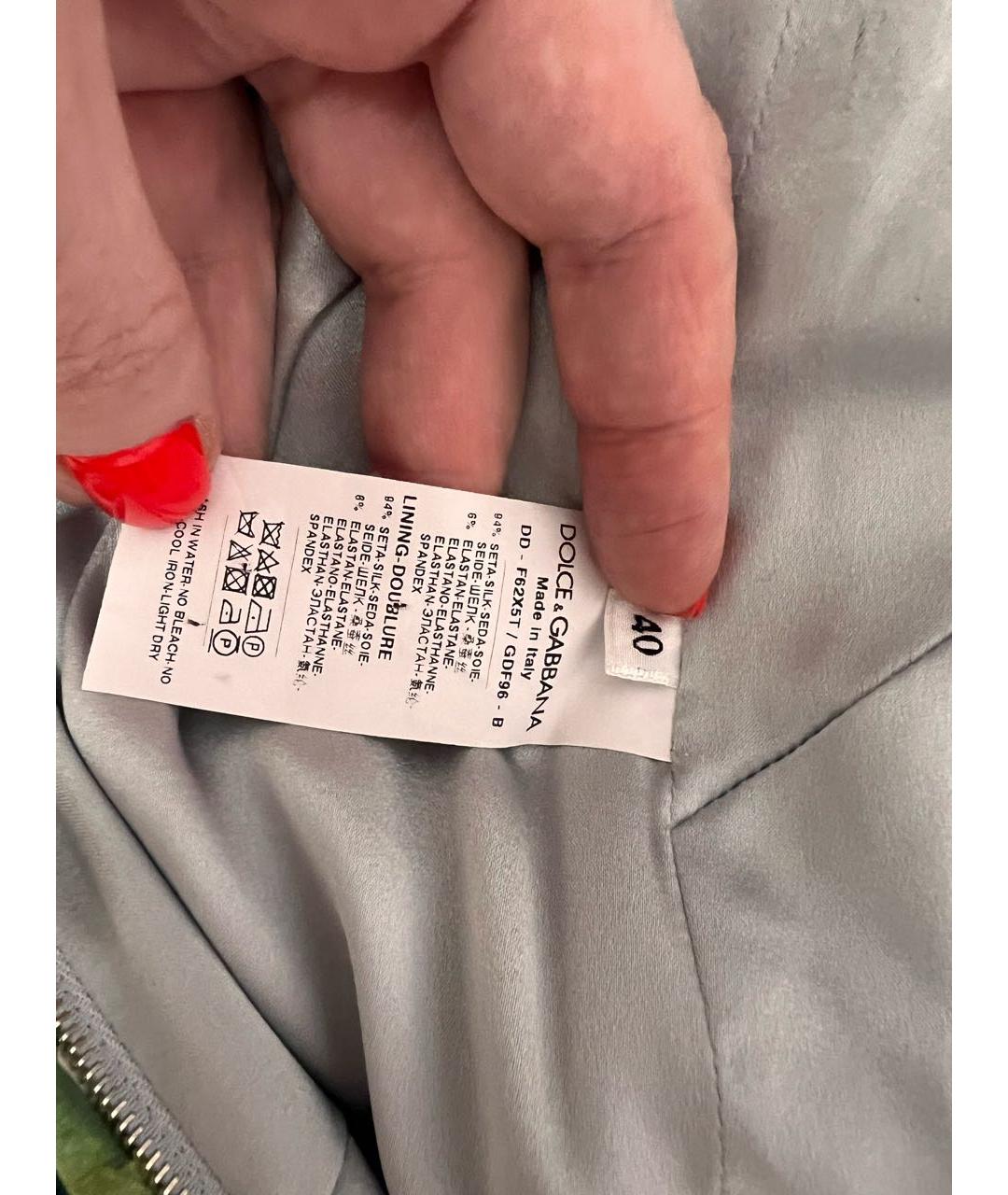 DOLCE&GABBANA Зеленые шелковое повседневное платье, фото 3