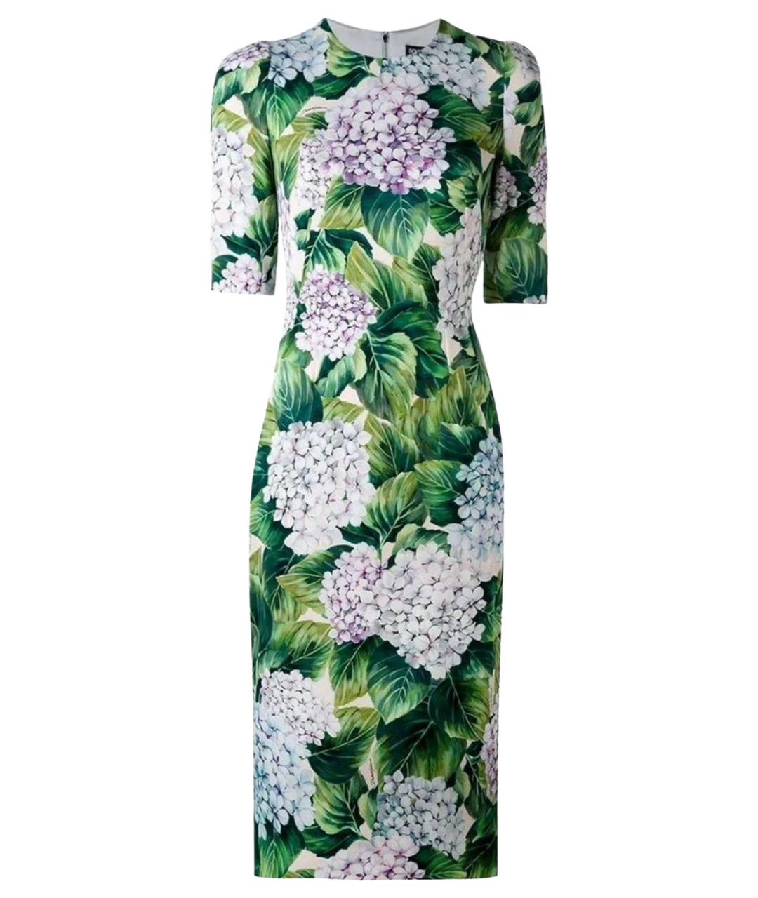 DOLCE&GABBANA Зеленые шелковое повседневное платье, фото 1