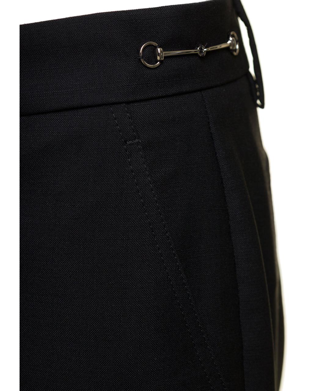 GUCCI Черные шерстяные прямые брюки, фото 2