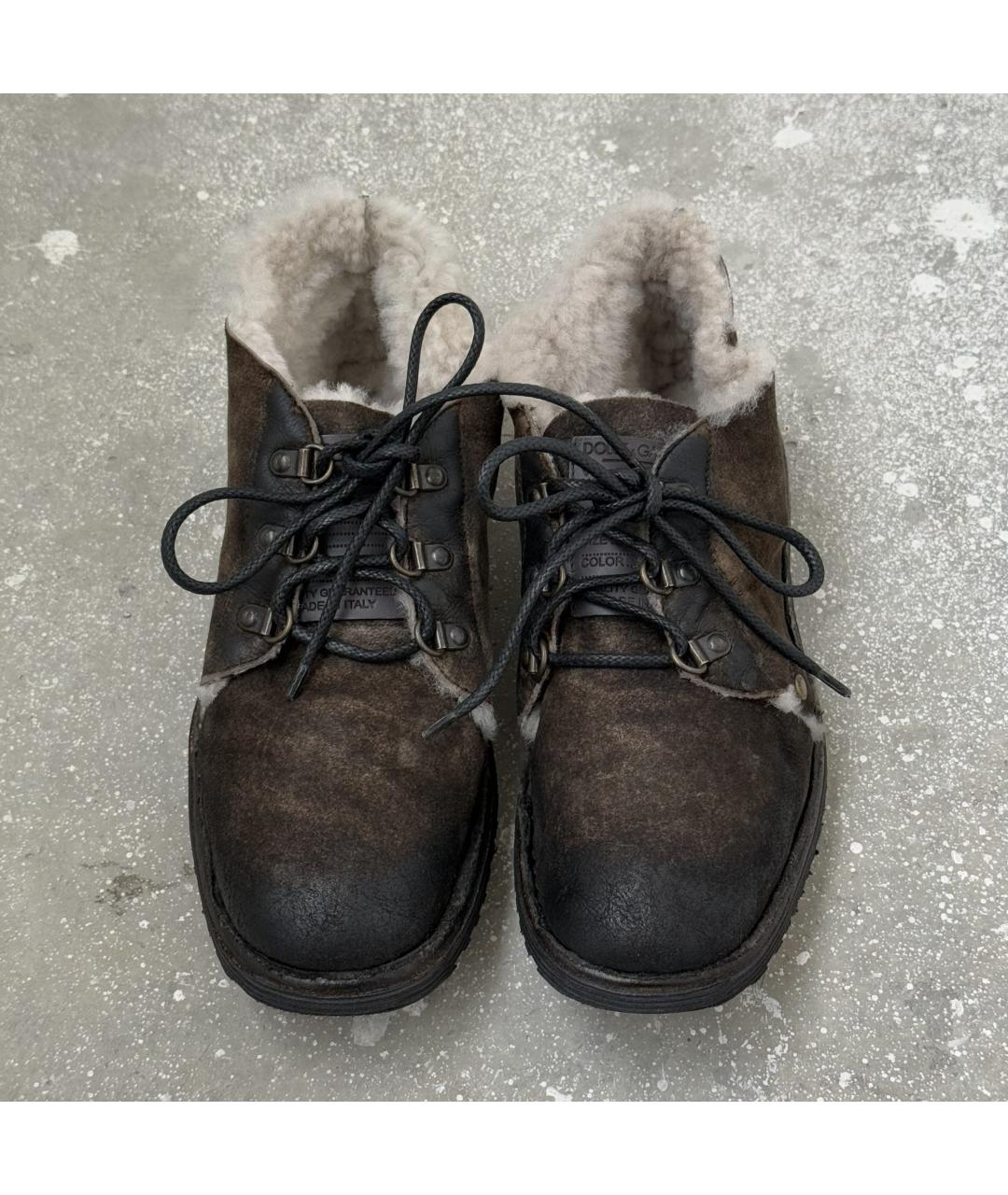 DOLCE&GABBANA Коричневые замшевые высокие ботинки, фото 6