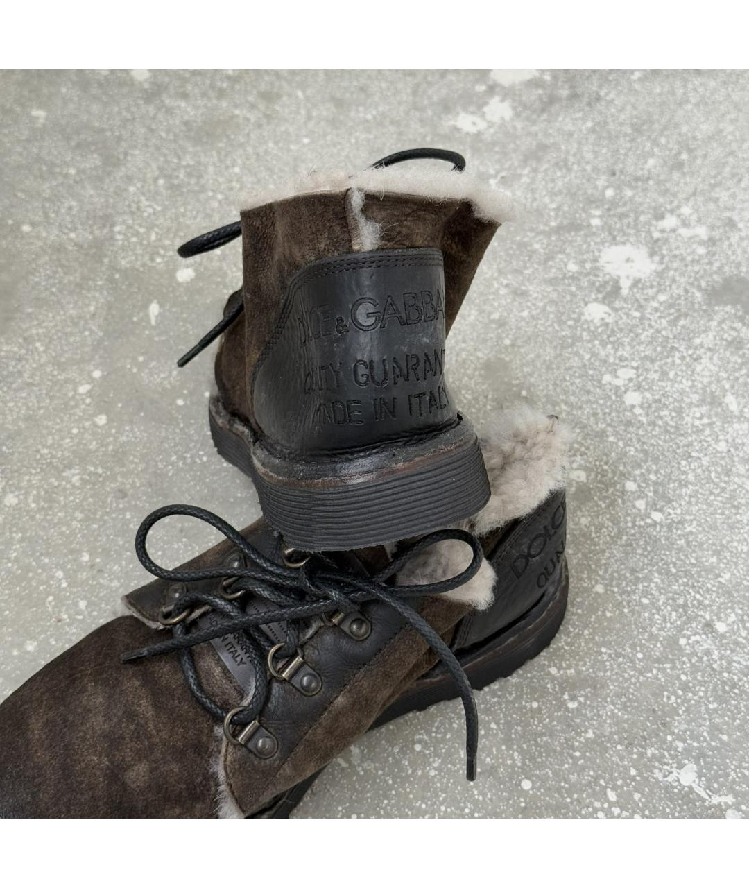 DOLCE&GABBANA Коричневые замшевые высокие ботинки, фото 8