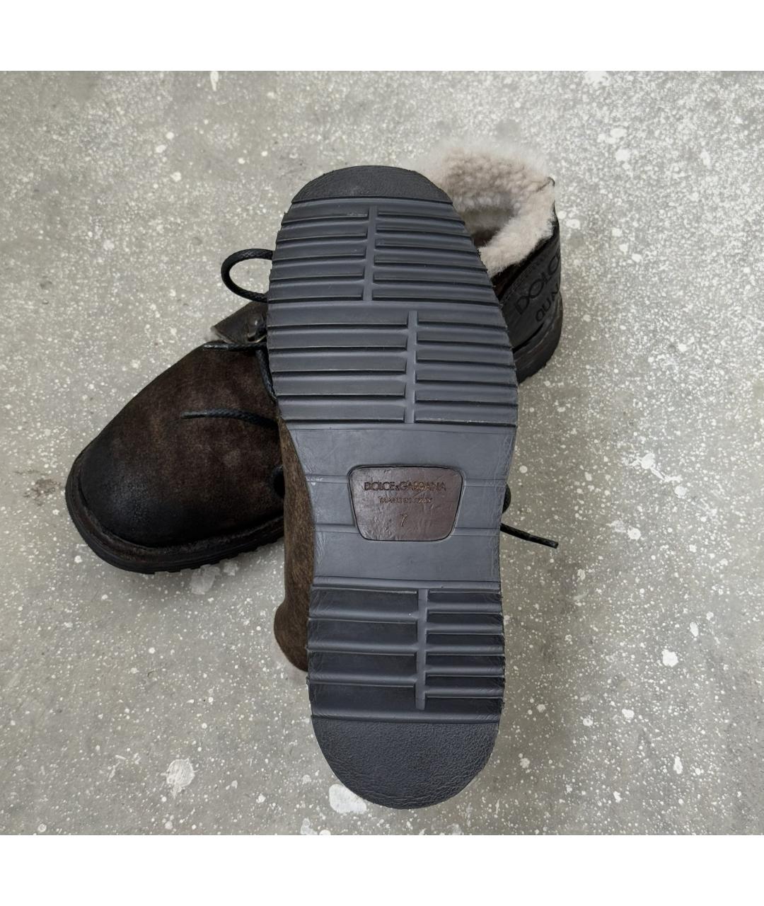 DOLCE&GABBANA Коричневые замшевые высокие ботинки, фото 7