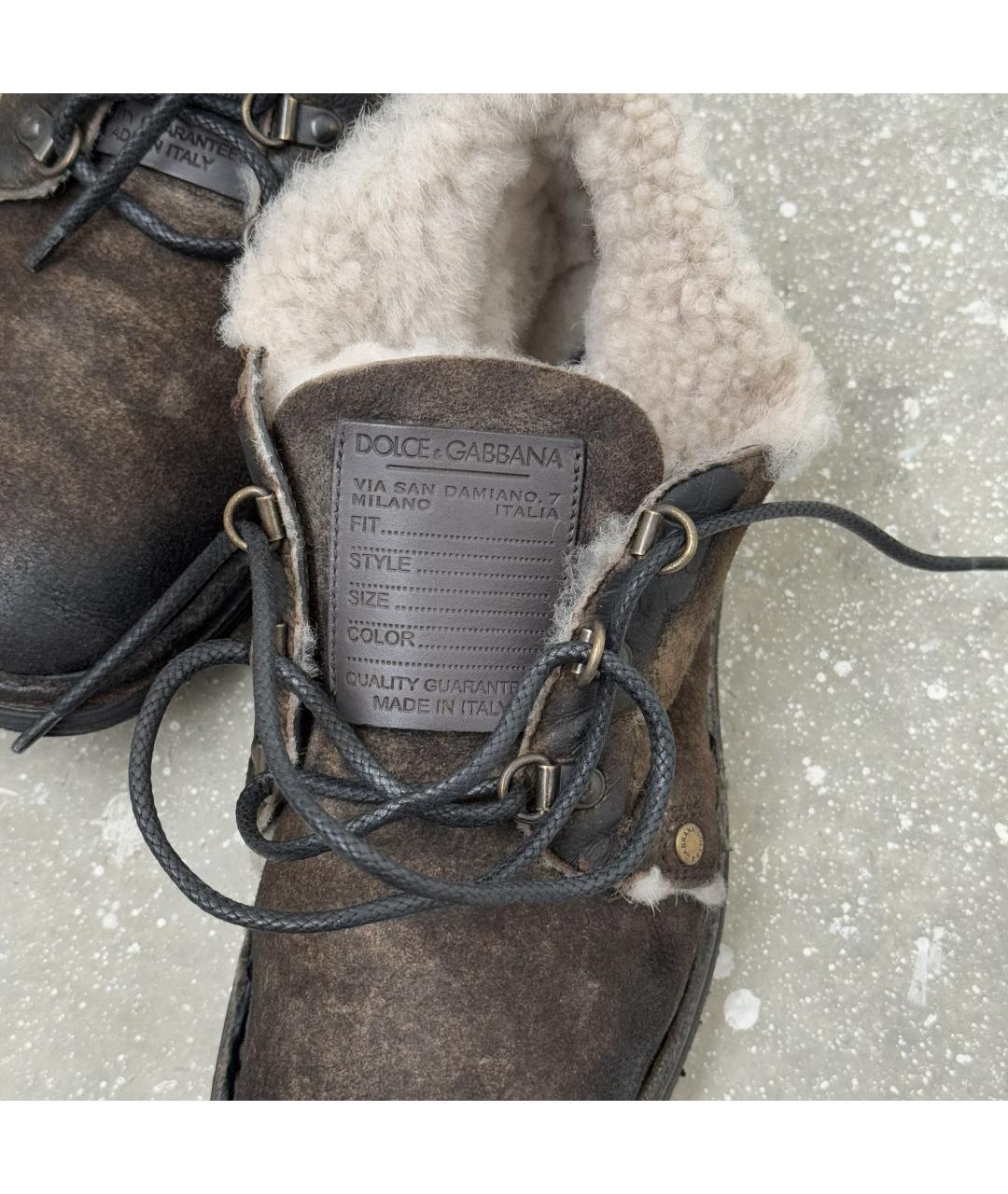 DOLCE&GABBANA Коричневые замшевые высокие ботинки, фото 9