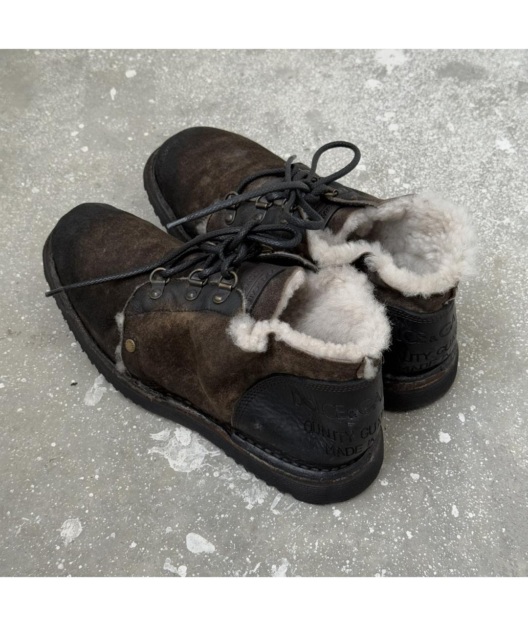 DOLCE&GABBANA Коричневые замшевые высокие ботинки, фото 3