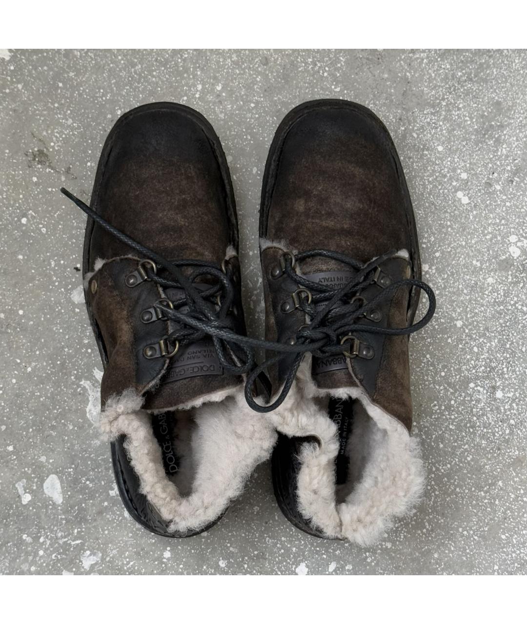 DOLCE&GABBANA Коричневые замшевые высокие ботинки, фото 4