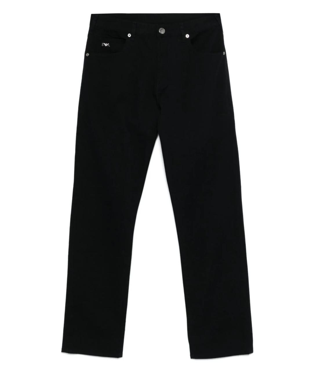 EMPORIO ARMANI Черные хлопко-эластановые прямые джинсы, фото 1