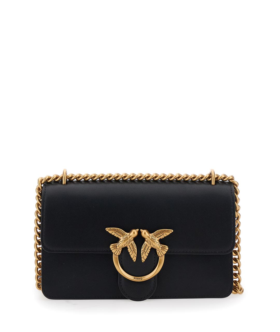 PINKO Черная кожаная сумка через плечо, фото 1