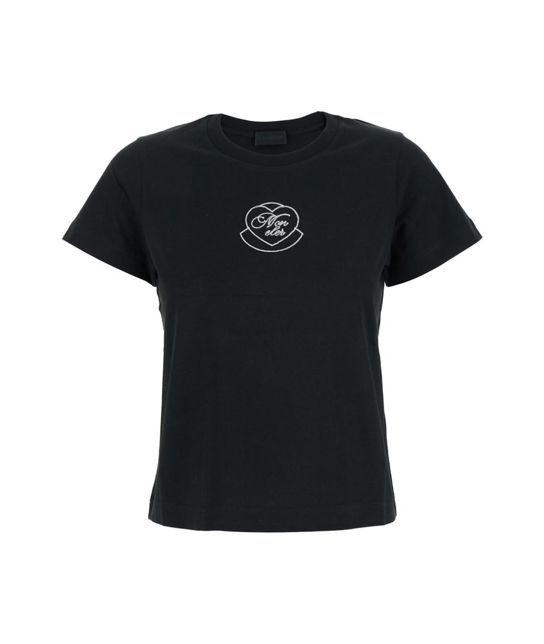 MONCLER Черная хлопковая футболка, фото 1