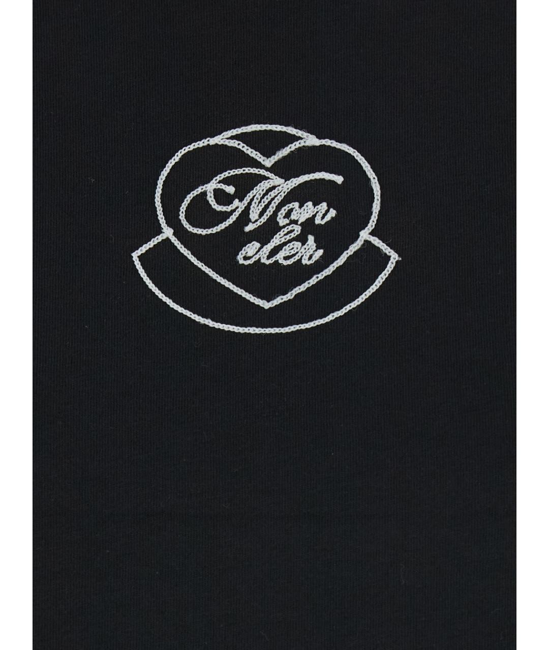 MONCLER Черная хлопковая футболка, фото 3