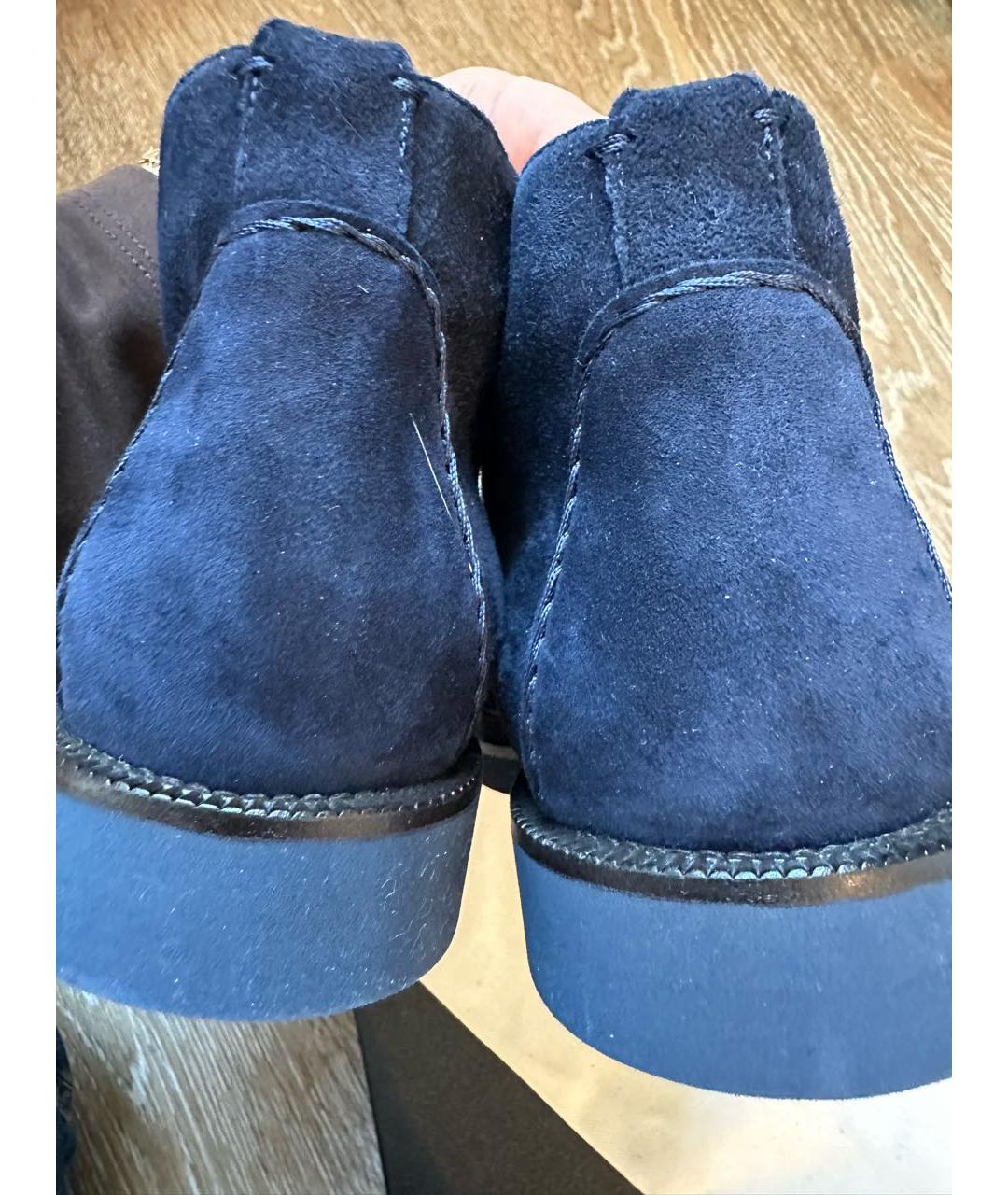 LORO PIANA Темно-синие замшевые ботинки, фото 7