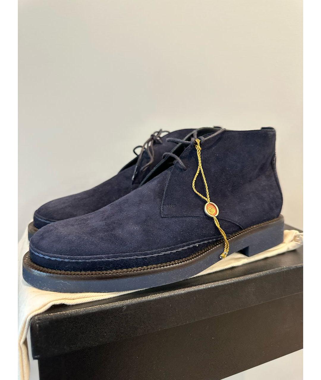 LORO PIANA Темно-синие замшевые ботинки, фото 8