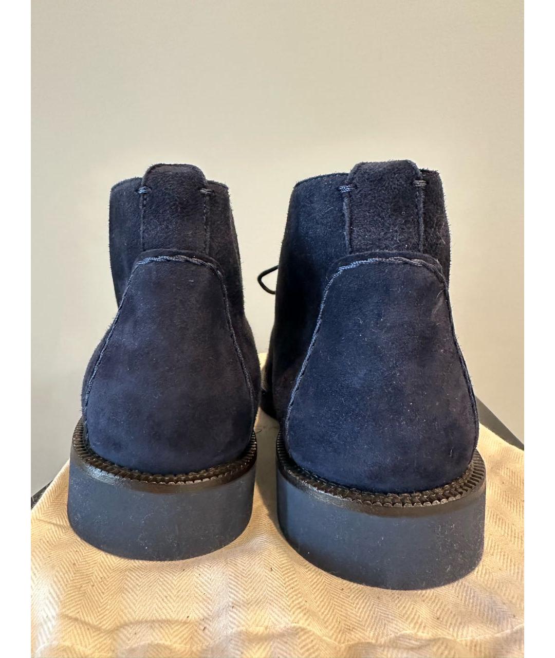 LORO PIANA Темно-синие замшевые ботинки, фото 4