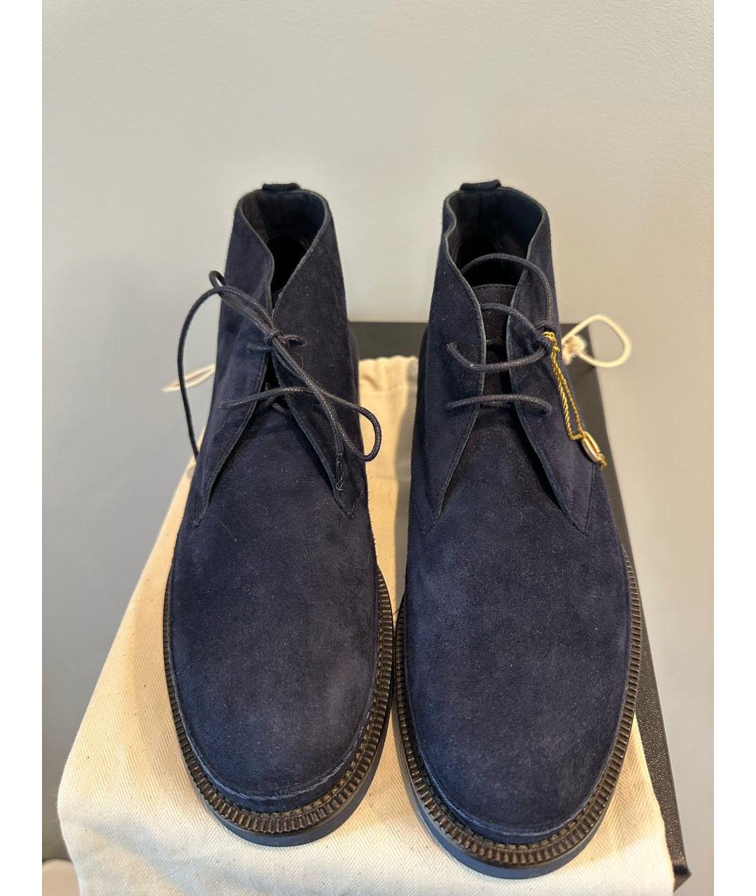 LORO PIANA Темно-синие замшевые ботинки, фото 2