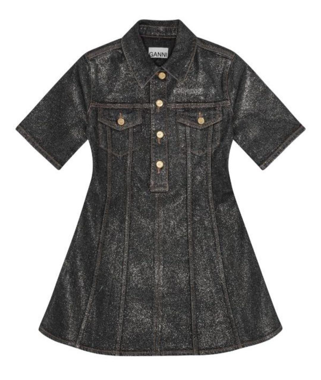 GANNI Серое деним коктейльное платье, фото 1