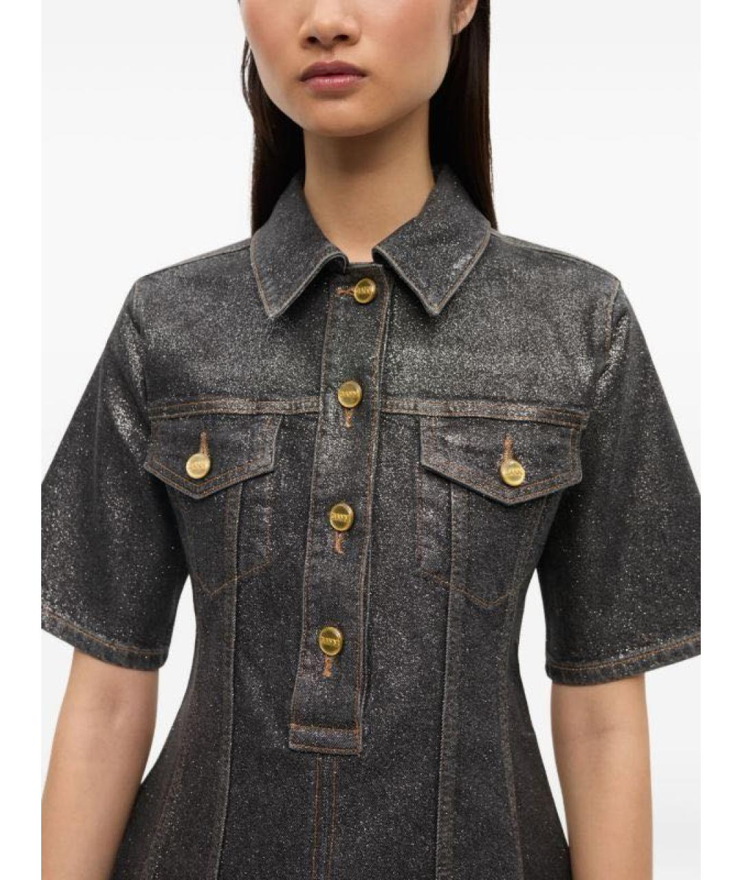 GANNI Серое деним коктейльное платье, фото 5