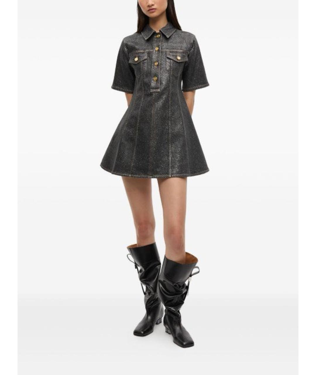 GANNI Серое деним коктейльное платье, фото 2