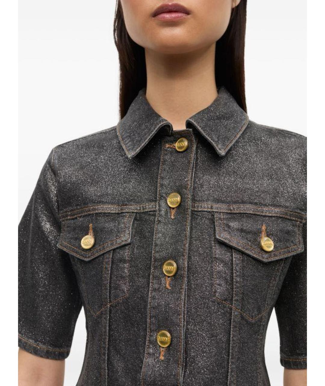 GANNI Серое деним коктейльное платье, фото 4