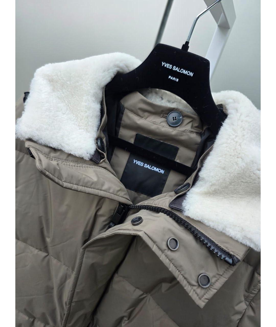 YVES SALOMON Хаки полиэстеровый пуховик, фото 4