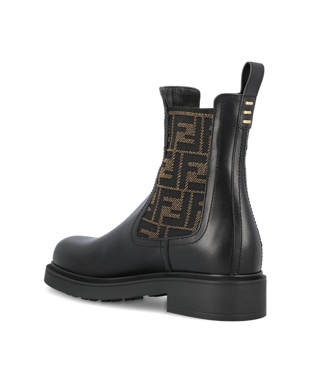 FENDI Черные кожаные ботинки, фото 2