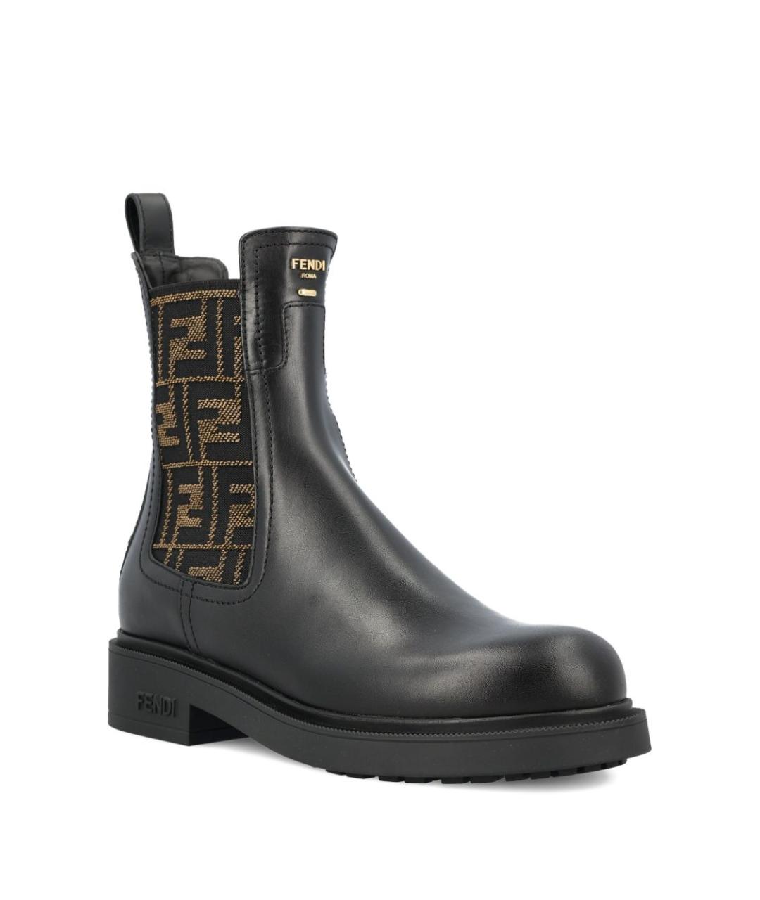 FENDI Черные кожаные ботинки, фото 3