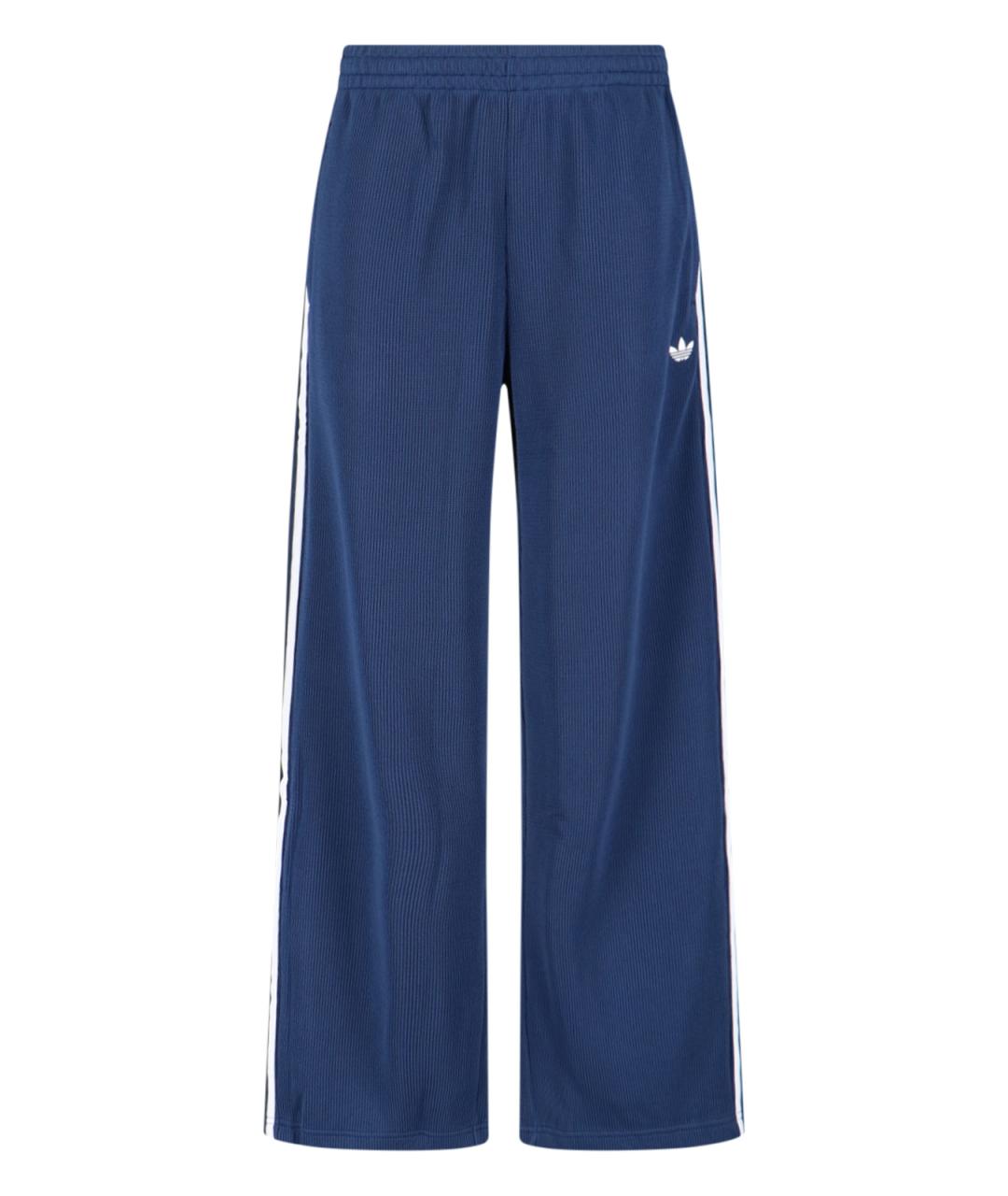 ADIDAS Синие полиэстеровые прямые брюки, фото 1