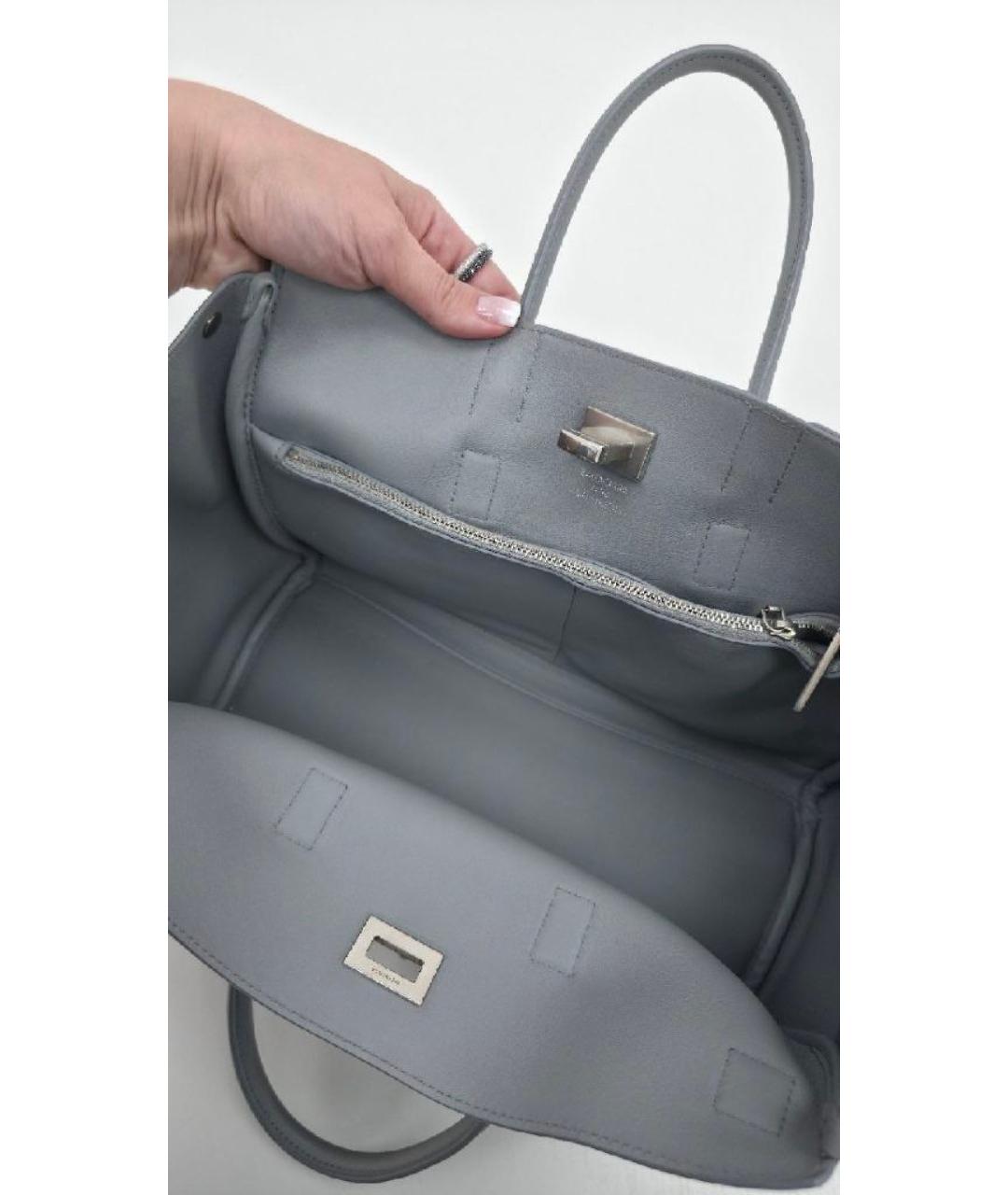 BALENCIAGA Серая кожаная сумка с короткими ручками, фото 4