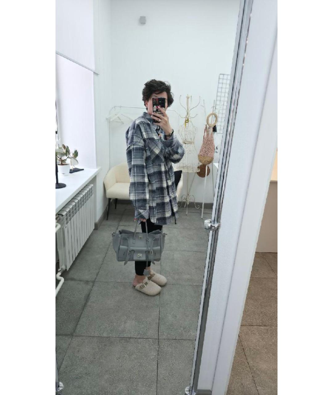 BALENCIAGA Серая кожаная сумка с короткими ручками, фото 5