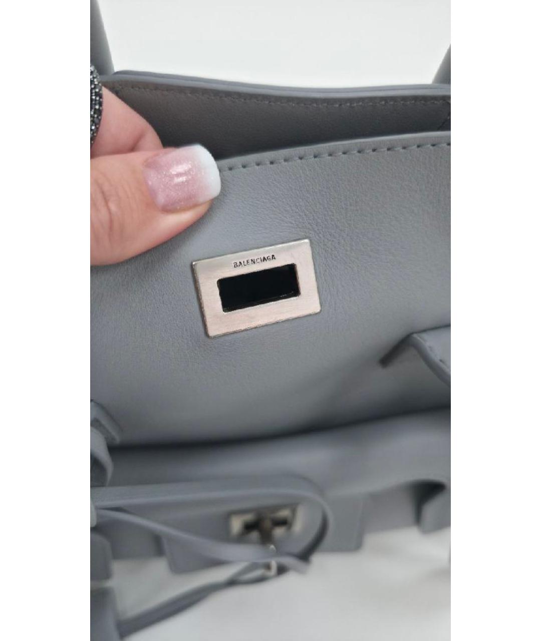 BALENCIAGA Серая кожаная сумка с короткими ручками, фото 9