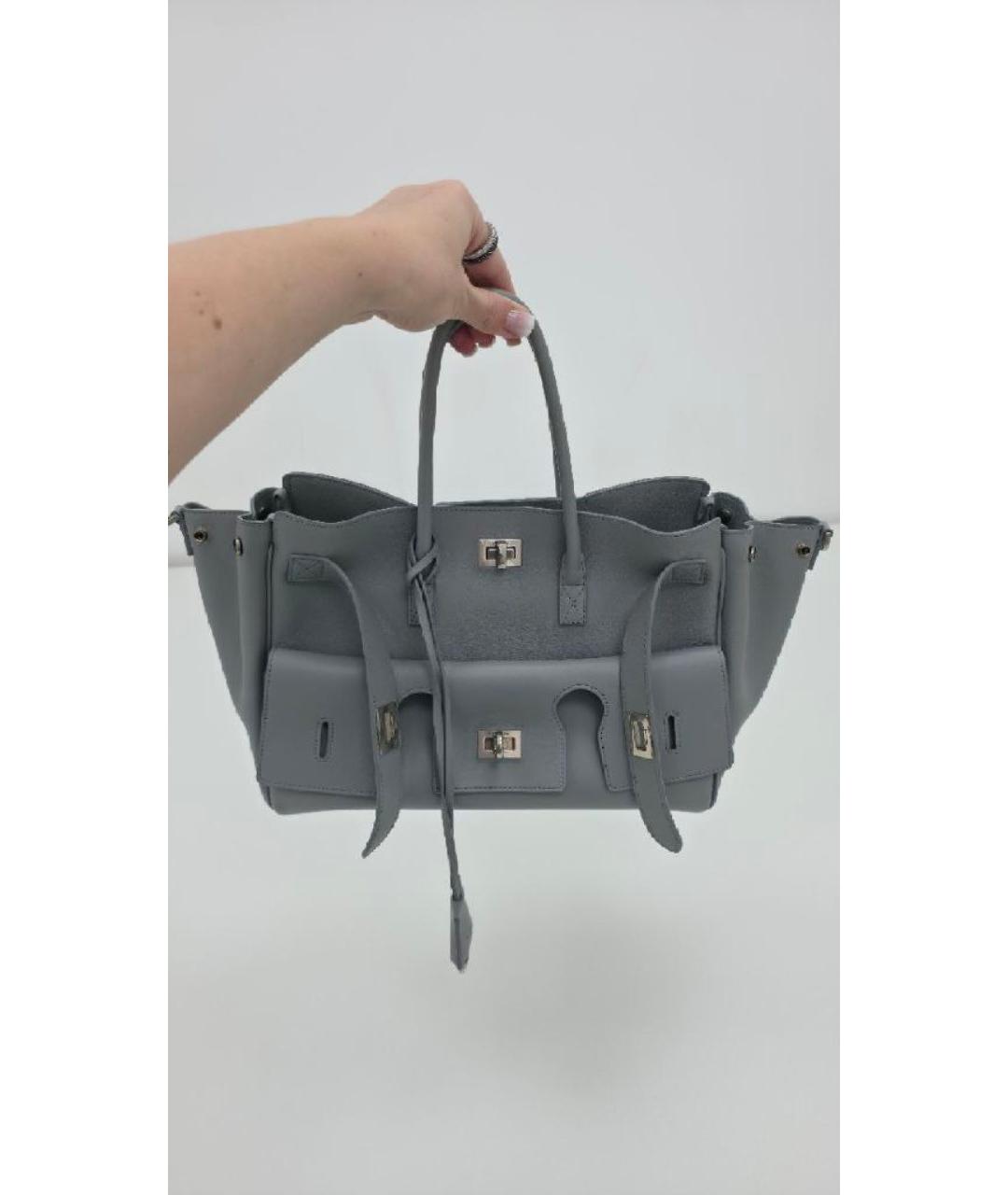 BALENCIAGA Серая кожаная сумка с короткими ручками, фото 2