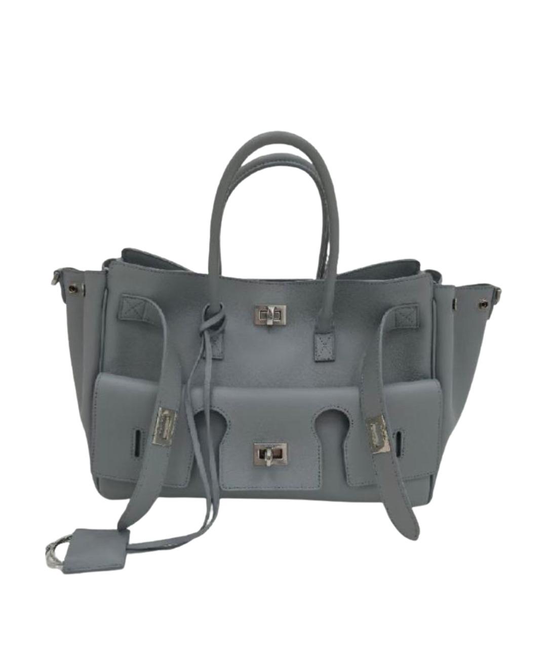 BALENCIAGA Серая кожаная сумка с короткими ручками, фото 1