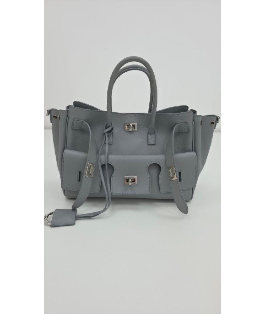 BALENCIAGA Серая кожаная сумка с короткими ручками, фото 10