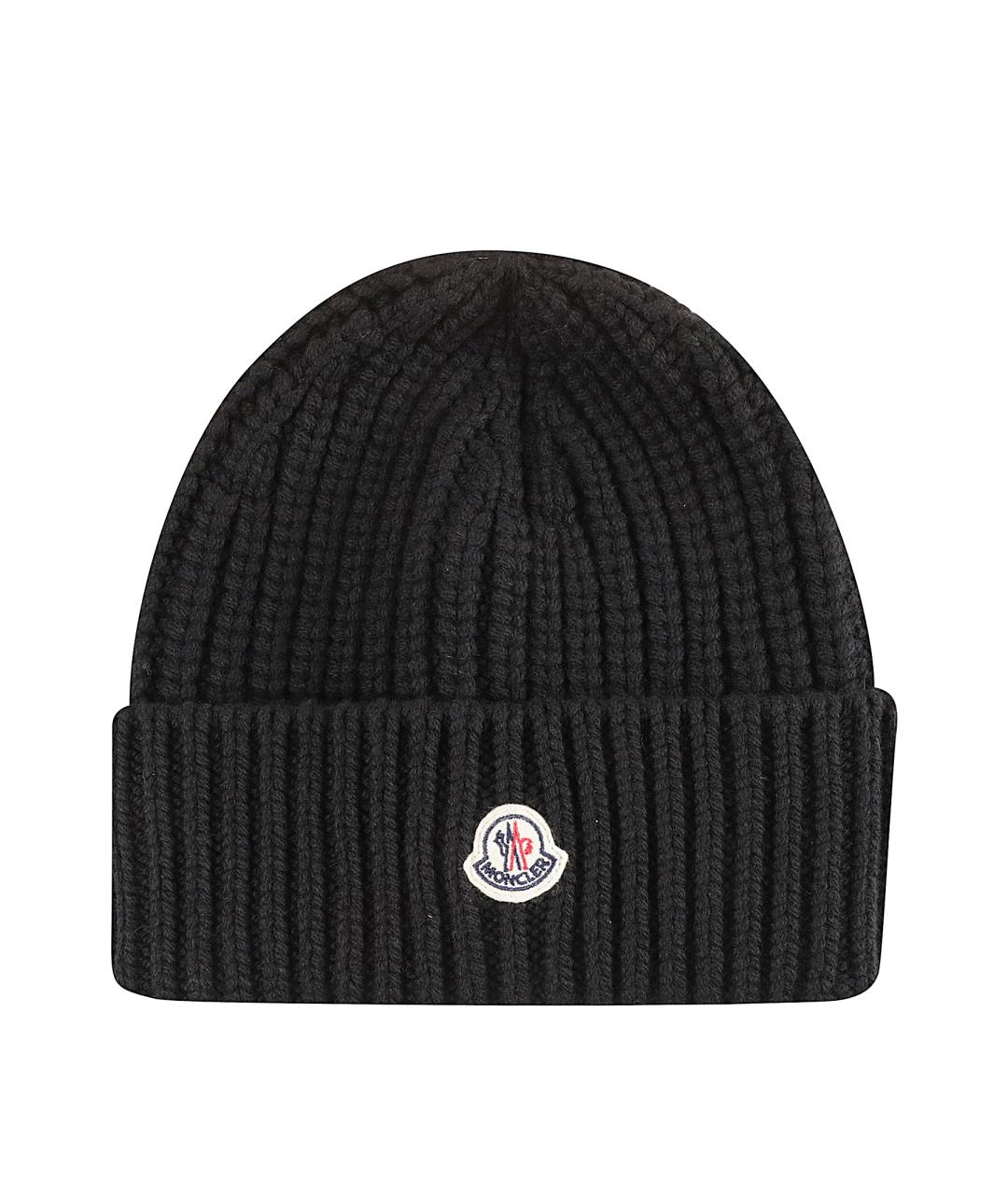 MONCLER Черная кашемировая шапка, фото 1