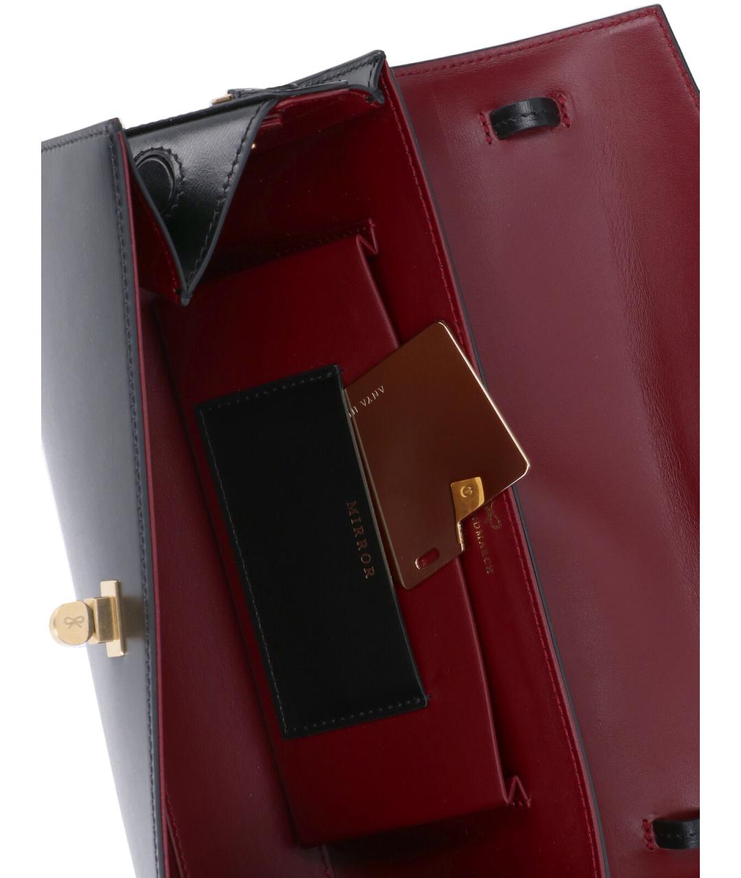 ANYA HINDMARCH Черная кожаная сумка с короткими ручками, фото 4