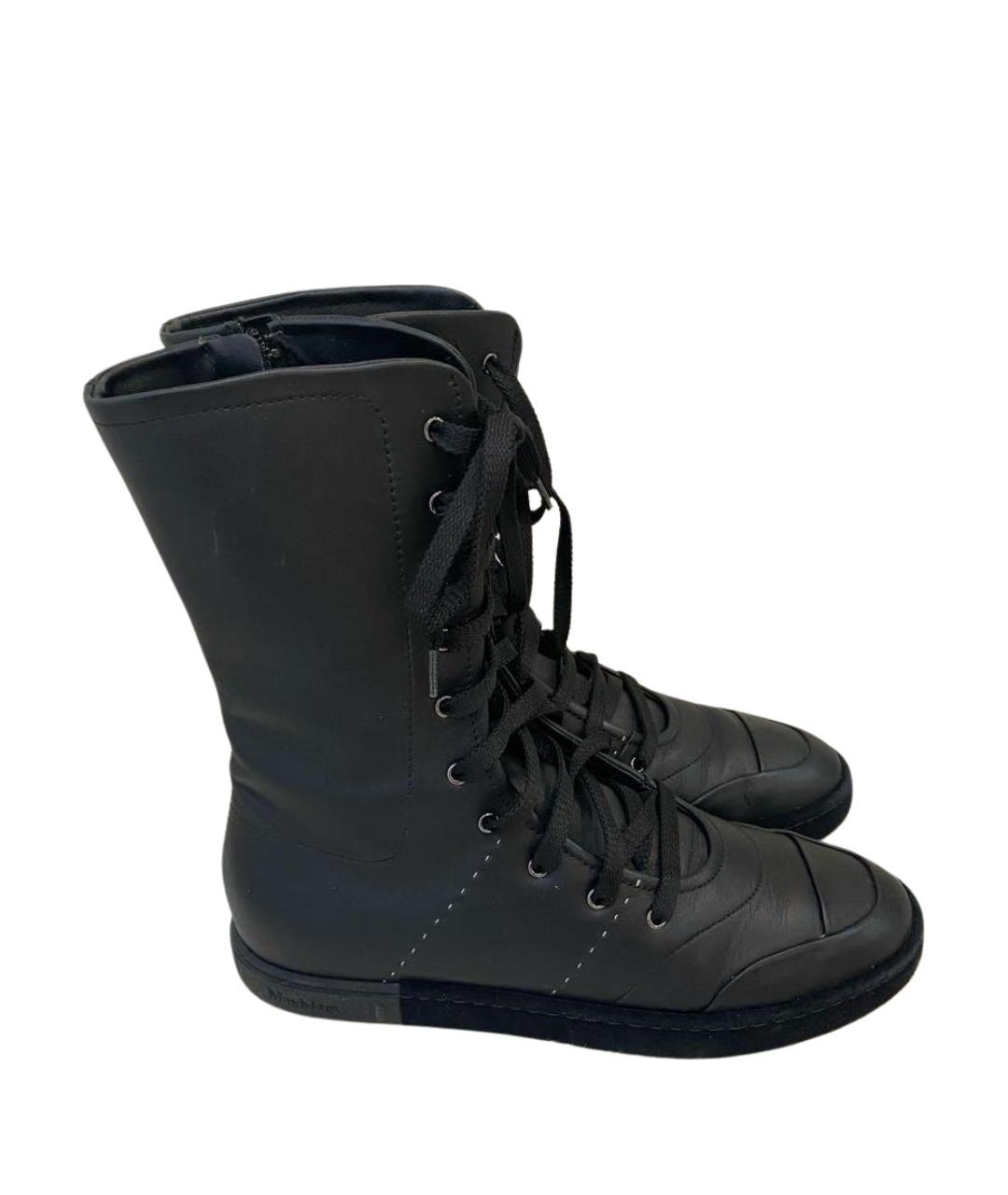 MAX MARA Черные кожаные полусапоги, фото 1