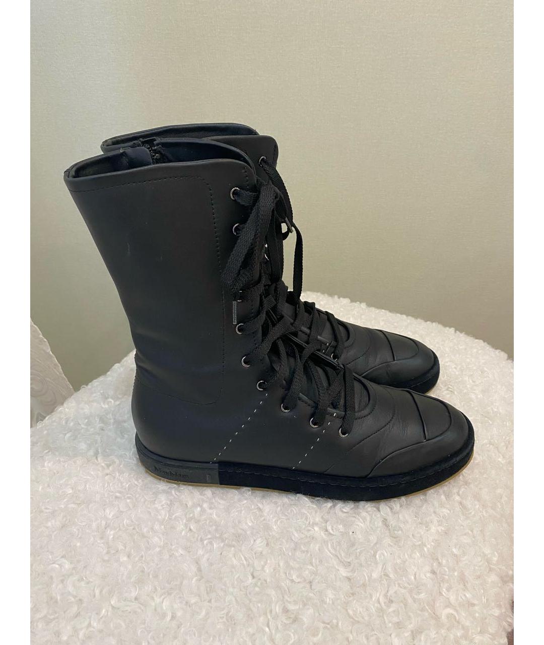 MAX MARA Черные кожаные полусапоги, фото 8