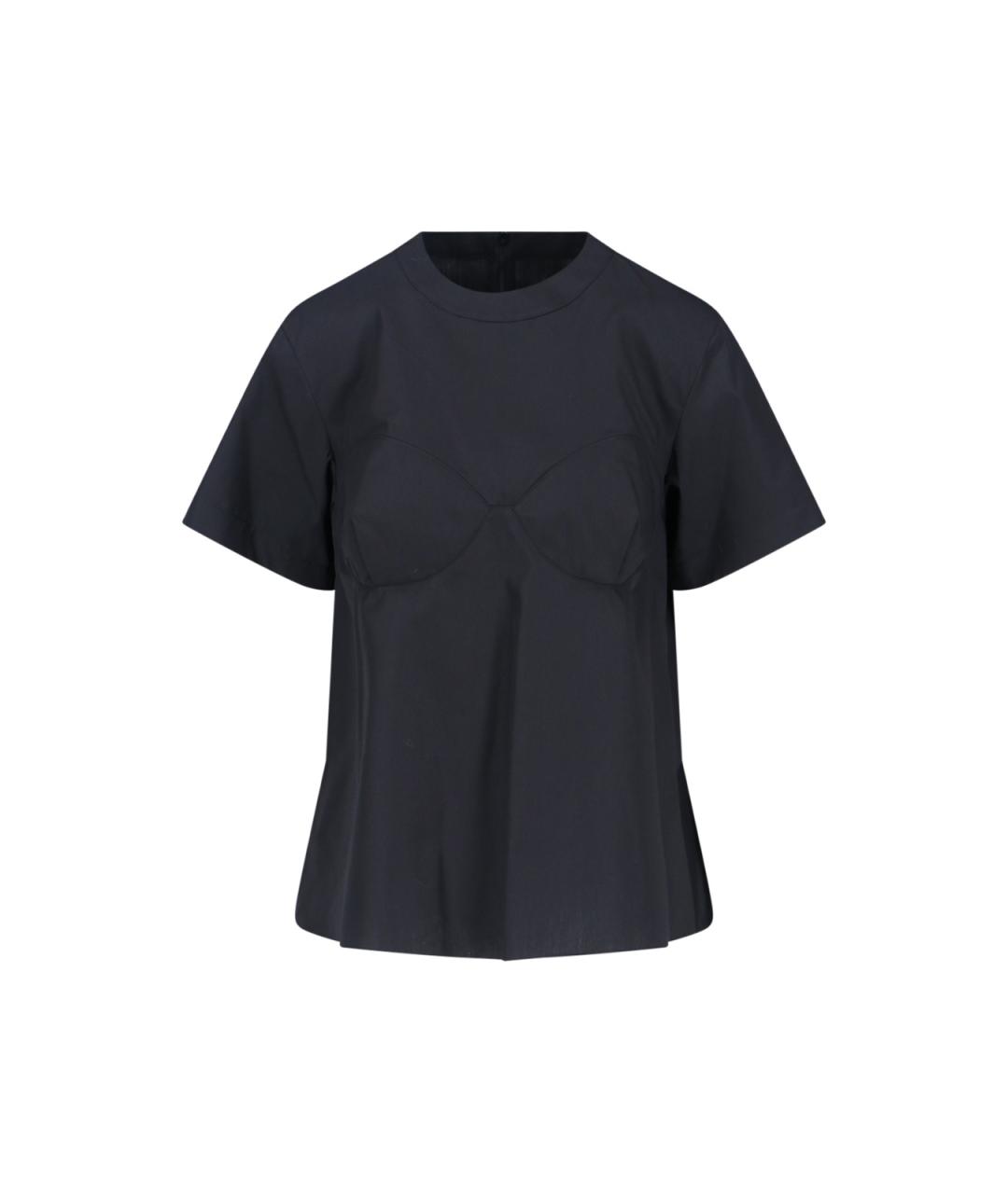 SACAI Черная хлопковая футболка, фото 1