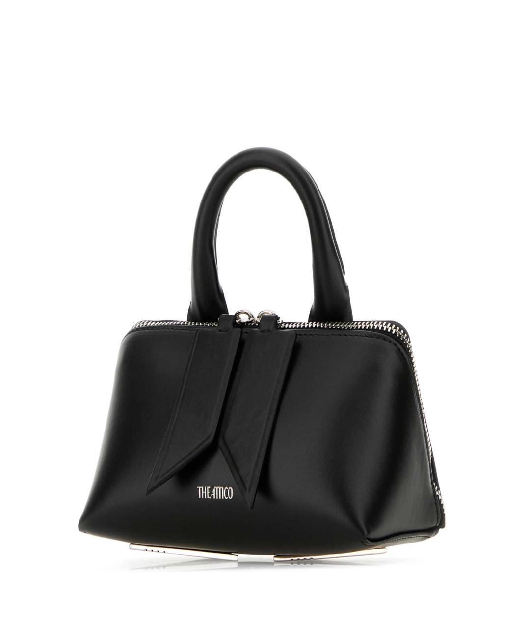 THE ATTICO Черная кожаная сумка с короткими ручками, фото 2