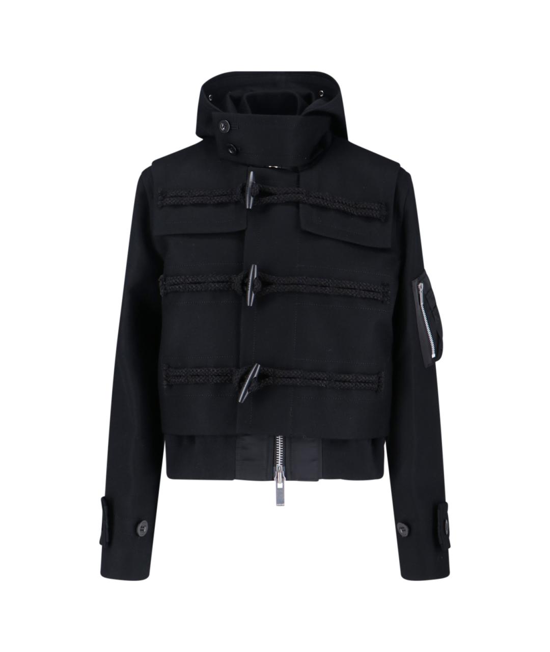 SACAI Черная шерстяная куртка, фото 1