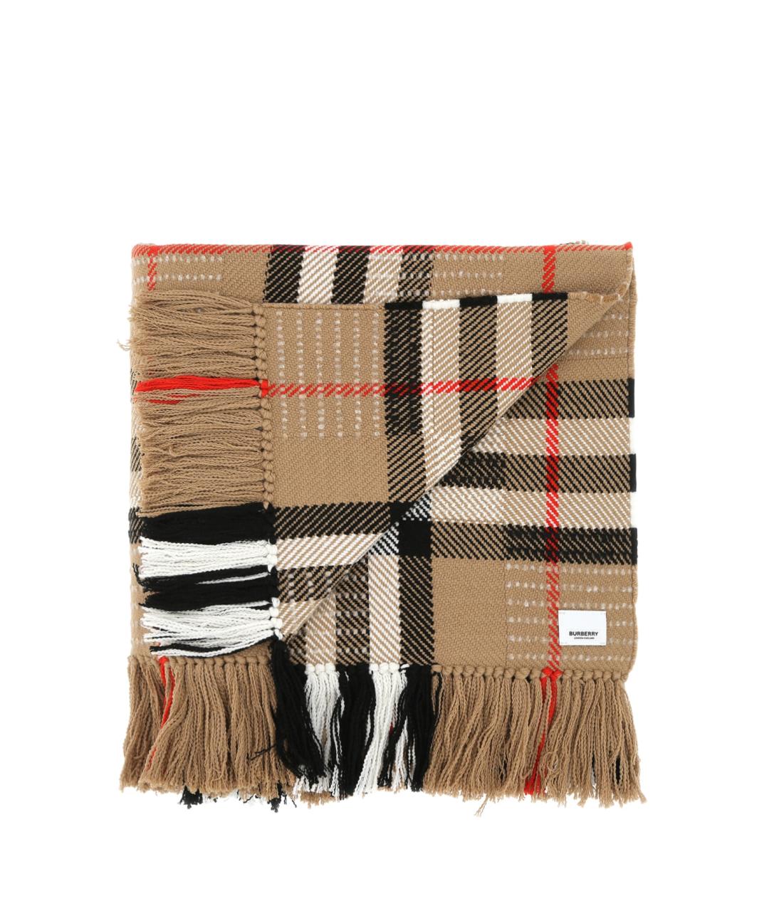 BURBERRY Бежевый шерстяной шарф, фото 2