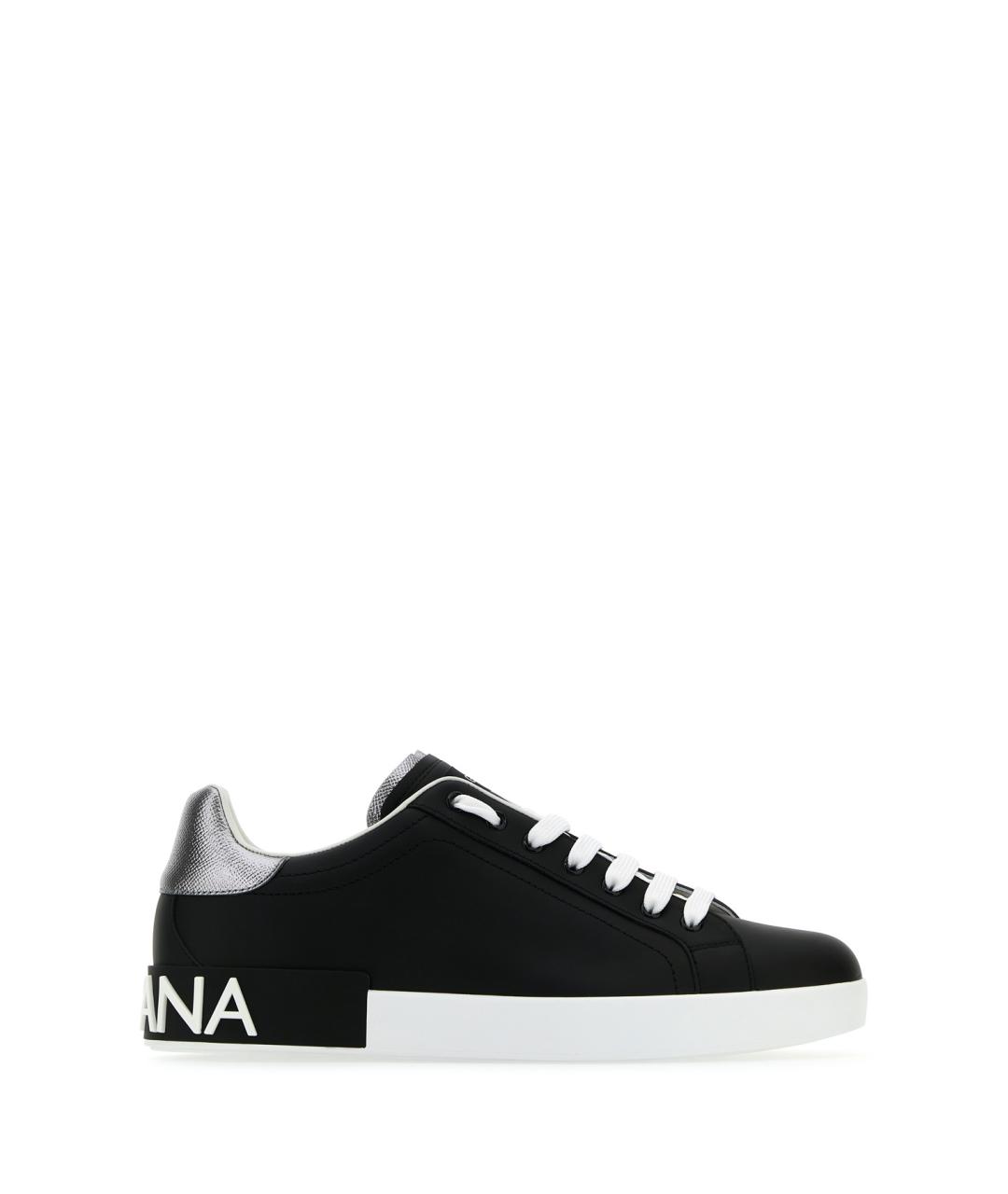 DOLCE&GABBANA Черные кожаные низкие кроссовки / кеды, фото 1